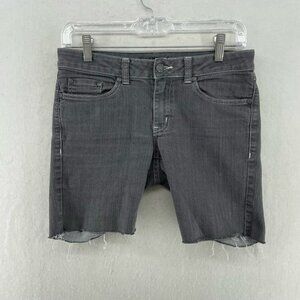 Prana Bermuda Shorts Women's Sz 4 Gray Cut-Off Raw Hem Low-Rise Regular Denim